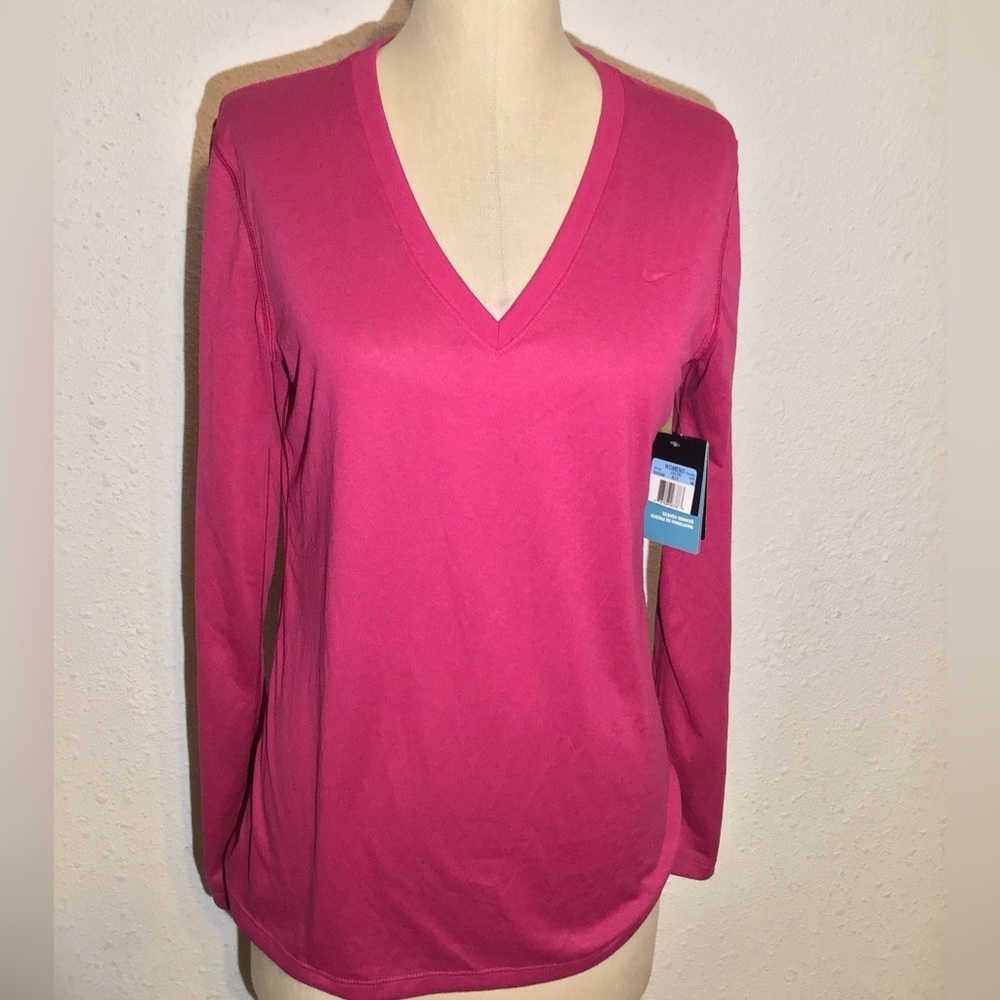 Nike dri-fit pink v-neck blouse size blouse size medium